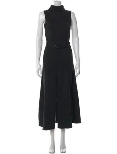 Pre-owned Mara Hoffman Turtleneck Long Dress In Black