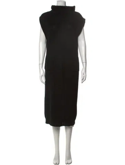 Pre-owned Mara Hoffman Turtleneck Long Dress In Black