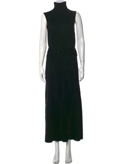 Pre-owned Mara Hoffman Turtleneck Long Dress In Black