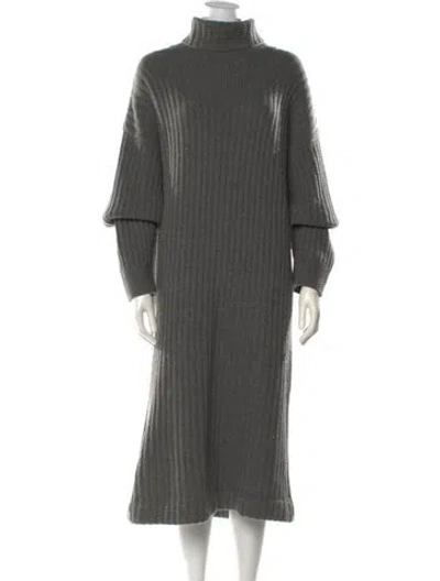 Pre-owned Mara Hoffman Turtleneck Long Dress In Gray