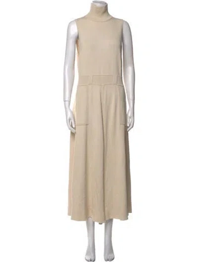 Pre-owned Mara Hoffman Turtleneck Long Dress In Neutrals