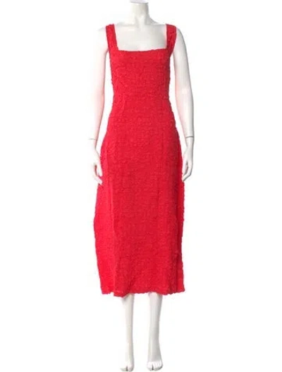 Pre-owned Mara Hoffman Tweed Pattern Long Dress In Red