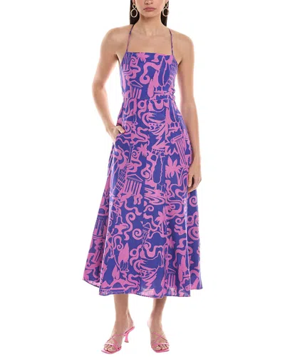 Mara Hoffman Verona Criss-cross Two-tone Hemp Midi Dress In Purple