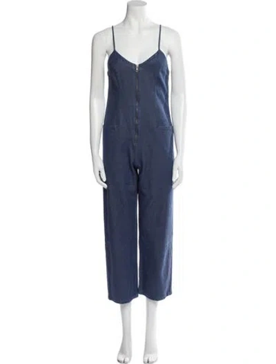 Pre-owned Mara Hoffman V-neck Jumpsuit In Blue