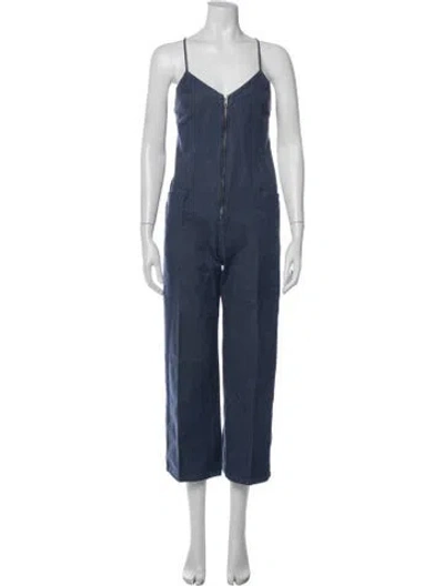 Pre-owned Mara Hoffman V-neck Jumpsuit In Blue