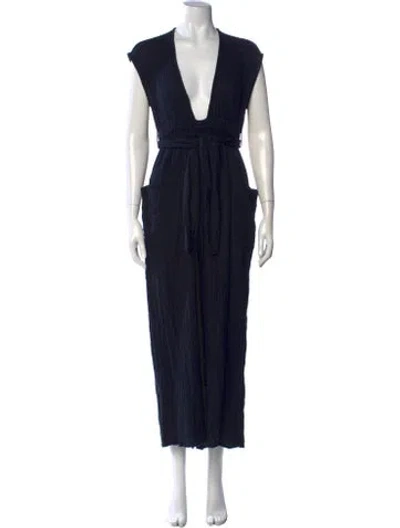 Pre-owned Mara Hoffman V-neck Jumpsuit In Blue