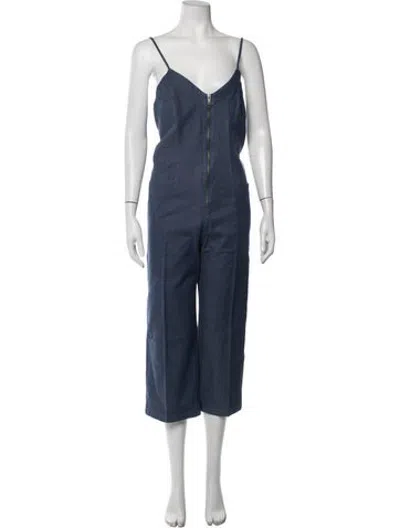 Pre-owned Mara Hoffman V-neck Jumpsuit In Blue