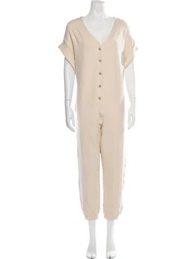 Pre-owned Mara Hoffman V-neck Jumpsuit In Neutrals