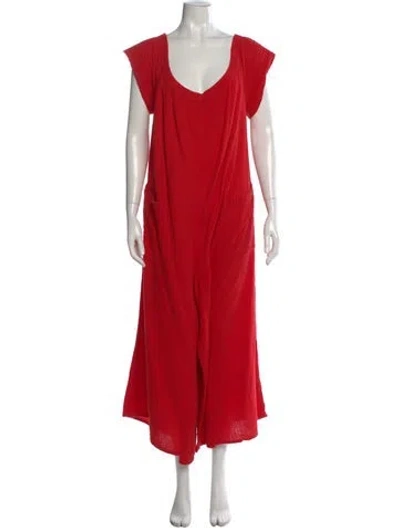 Pre-owned Mara Hoffman V-neck Jumpsuit In Red