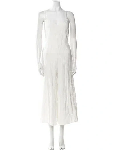 Pre-owned Mara Hoffman V-neck Jumpsuit In White
