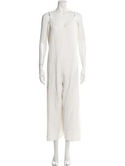 Pre-owned Mara Hoffman V-neck Jumpsuit In White