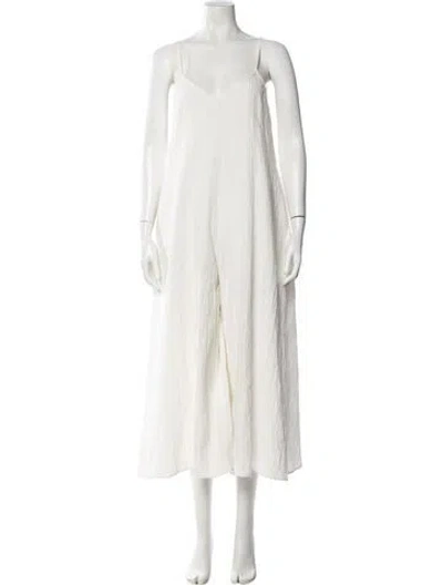 Pre-owned Mara Hoffman V-neck Jumpsuit In White