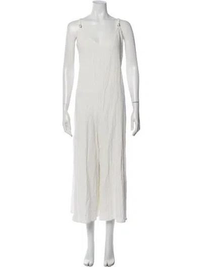 Pre-owned Mara Hoffman V-neck Jumpsuit In White