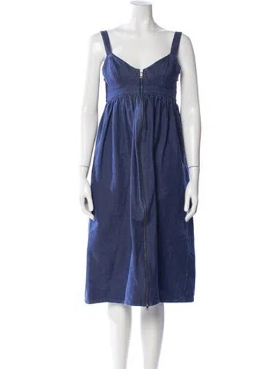 Pre-owned Mara Hoffman V-neck Knee-length Dress In Blue