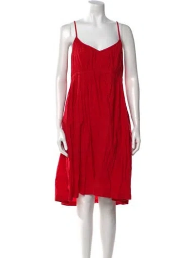 Pre-owned Mara Hoffman V-neck Knee-length Dress In Red