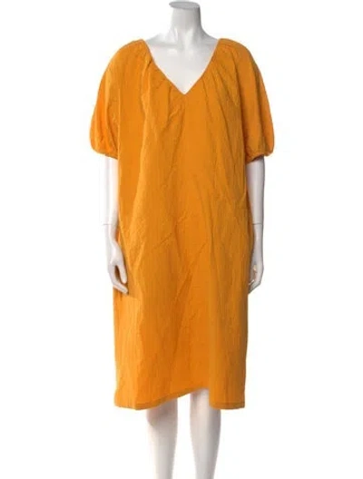 Pre-owned Mara Hoffman V-neck Knee-length Dress In Yellow