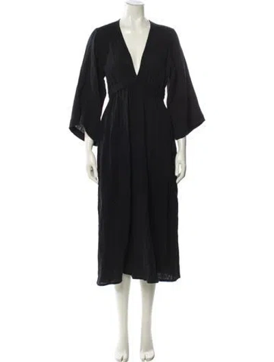 Pre-owned Mara Hoffman V-neck Long Dress In Black