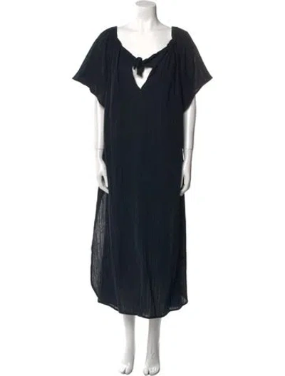 Pre-owned Mara Hoffman V-neck Long Dress In Black