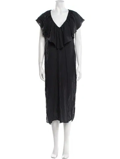 Pre-owned Mara Hoffman V-neck Long Dress In Black