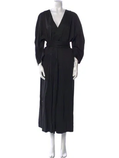Pre-owned Mara Hoffman V-neck Long Dress In Black