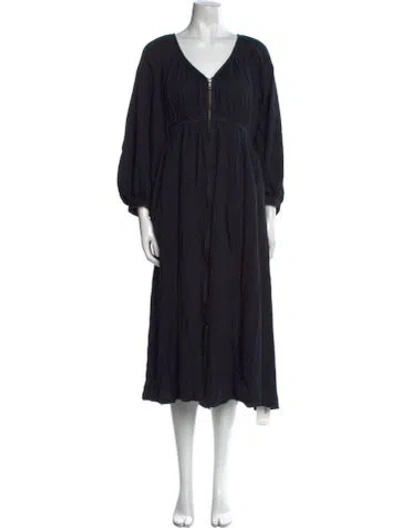 Pre-owned Mara Hoffman V-neck Long Dress In Black