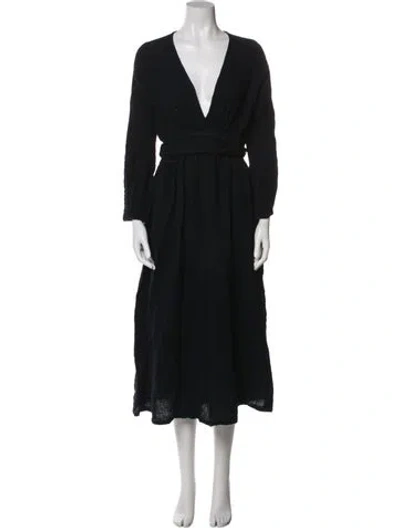 Pre-owned Mara Hoffman V-neck Long Dress In Black