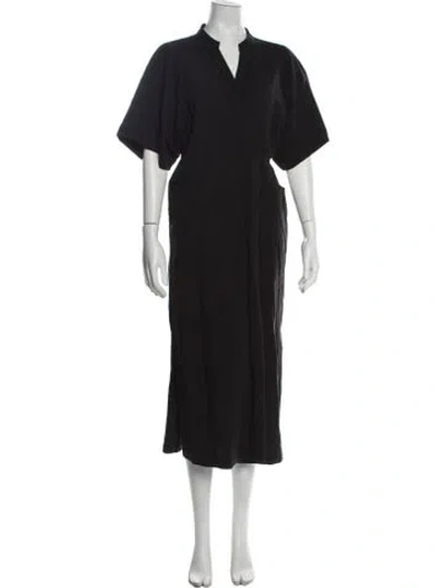 Pre-owned Mara Hoffman V-neck Long Dress In Black