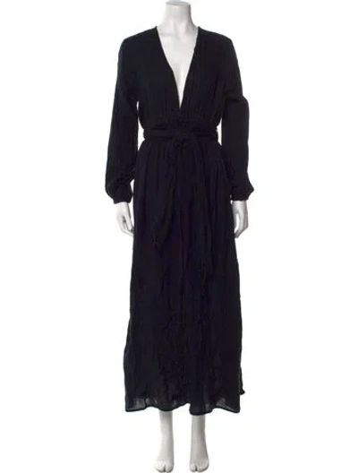 Pre-owned Mara Hoffman V-neck Long Dress In Black