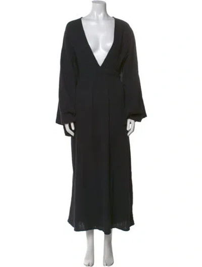 Pre-owned Mara Hoffman V-neck Long Dress In Black