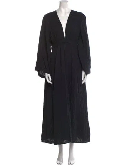 Pre-owned Mara Hoffman V-neck Long Dress In Black