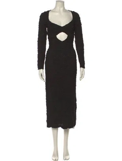 Pre-owned Mara Hoffman V-neck Long Dress In Black