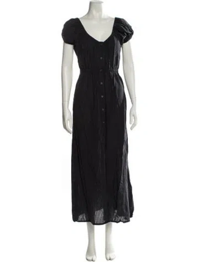 Pre-owned Mara Hoffman V-neck Long Dress In Black