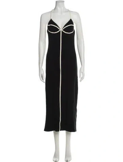 Pre-owned Mara Hoffman V-neck Long Dress In Black