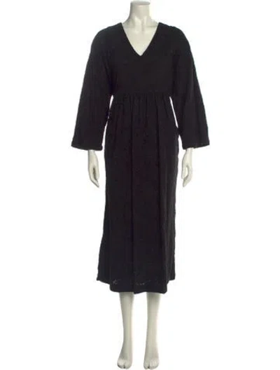 Pre-owned Mara Hoffman V-neck Long Dress In Black