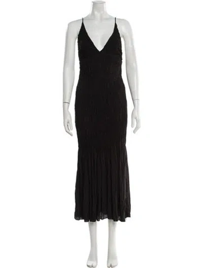 Pre-owned Mara Hoffman V-neck Long Dress In Black