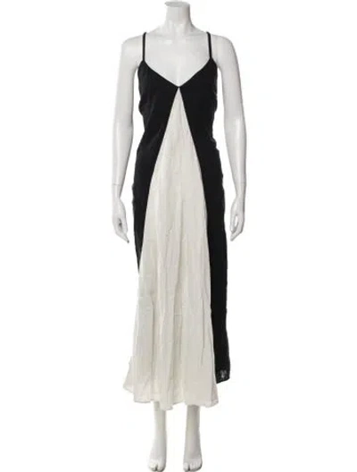 Pre-owned Mara Hoffman V-neck Long Dress In Black