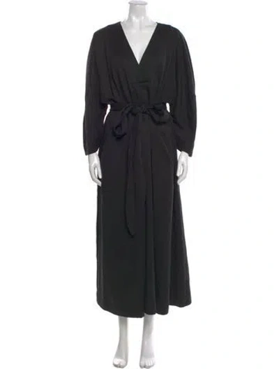 Pre-owned Mara Hoffman V-neck Long Dress In Black