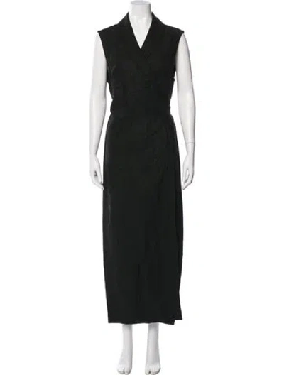 Pre-owned Mara Hoffman V-neck Long Dress In Black