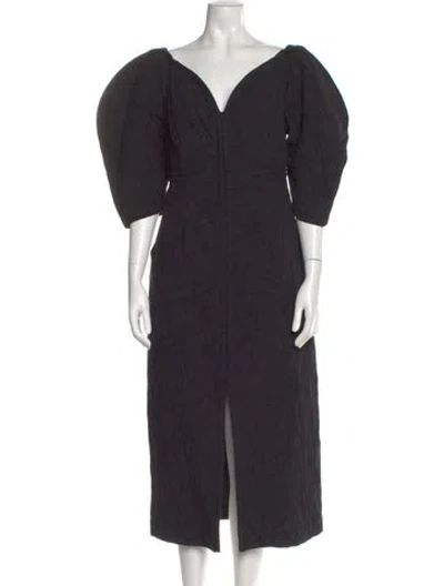 Pre-owned Mara Hoffman V-neck Long Dress In Black