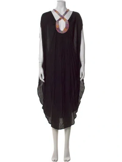 Pre-owned Mara Hoffman V-neck Long Dress In Black