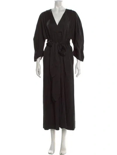 Pre-owned Mara Hoffman V-neck Long Dress In Black