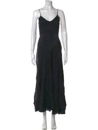 Pre-owned Mara Hoffman V-neck Long Dress In Black