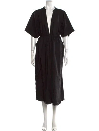 Pre-owned Mara Hoffman V-neck Long Dress In Black
