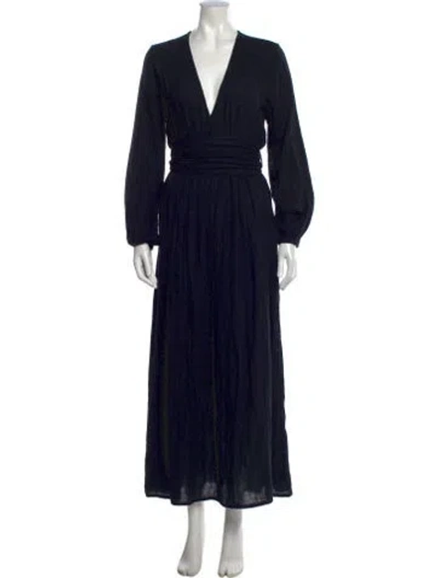 Pre-owned Mara Hoffman V-neck Long Dress In Black