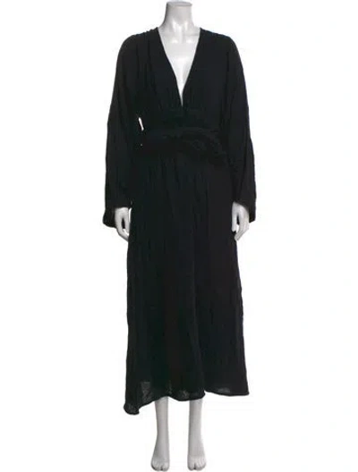 Pre-owned Mara Hoffman V-neck Long Dress In Black