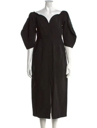 Pre-owned Mara Hoffman V-neck Long Dress In Black