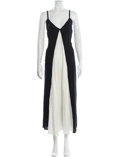Pre-owned Mara Hoffman V-neck Long Dress In Black