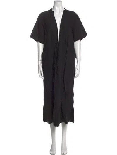 Pre-owned Mara Hoffman V-neck Long Dress In Black