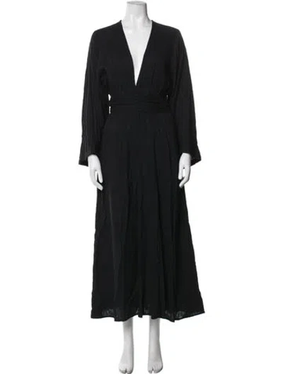 Pre-owned Mara Hoffman V-neck Long Dress In Black