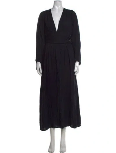 Pre-owned Mara Hoffman V-neck Long Dress In Black